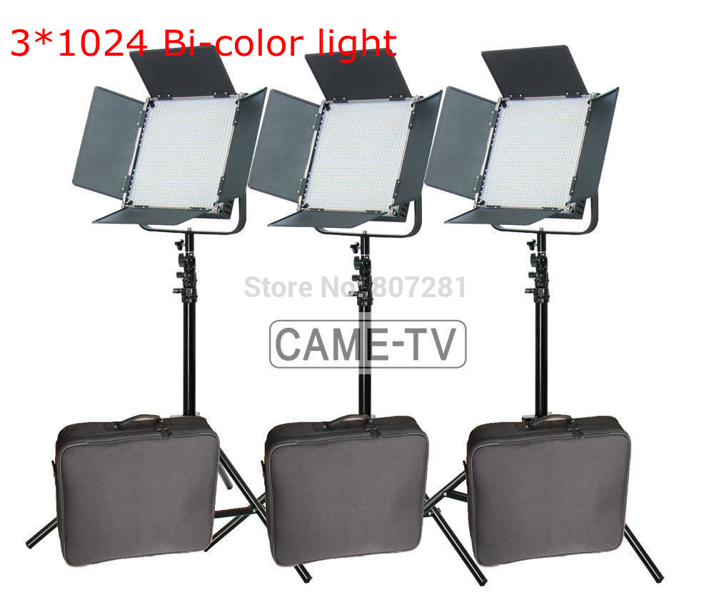 CAME-TV 높은 cri 이중 색상 3x1024 led 비디오 조명 스튜디오 tv 조명 + 무료 가방